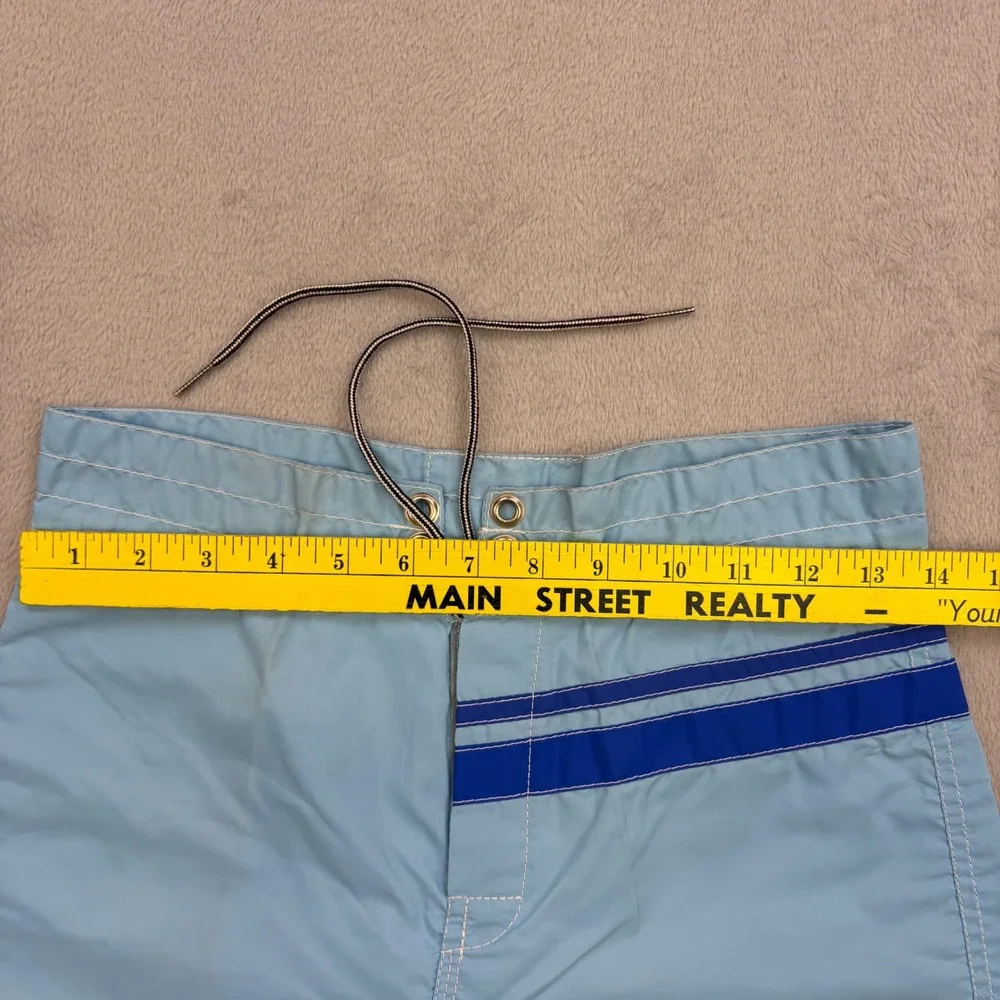 Birdwell Beach Britches Board Shorts Mens 28 Blue Striped Nylon Vintage Surf 70s